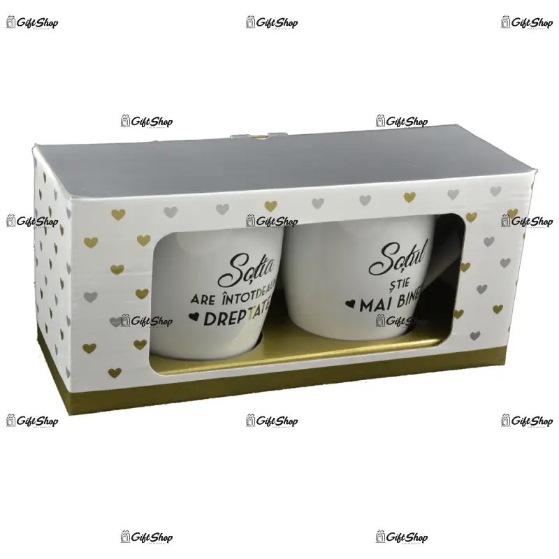 Set 2 cani wedding din ceramica 300 ml – „sotia/sotul”